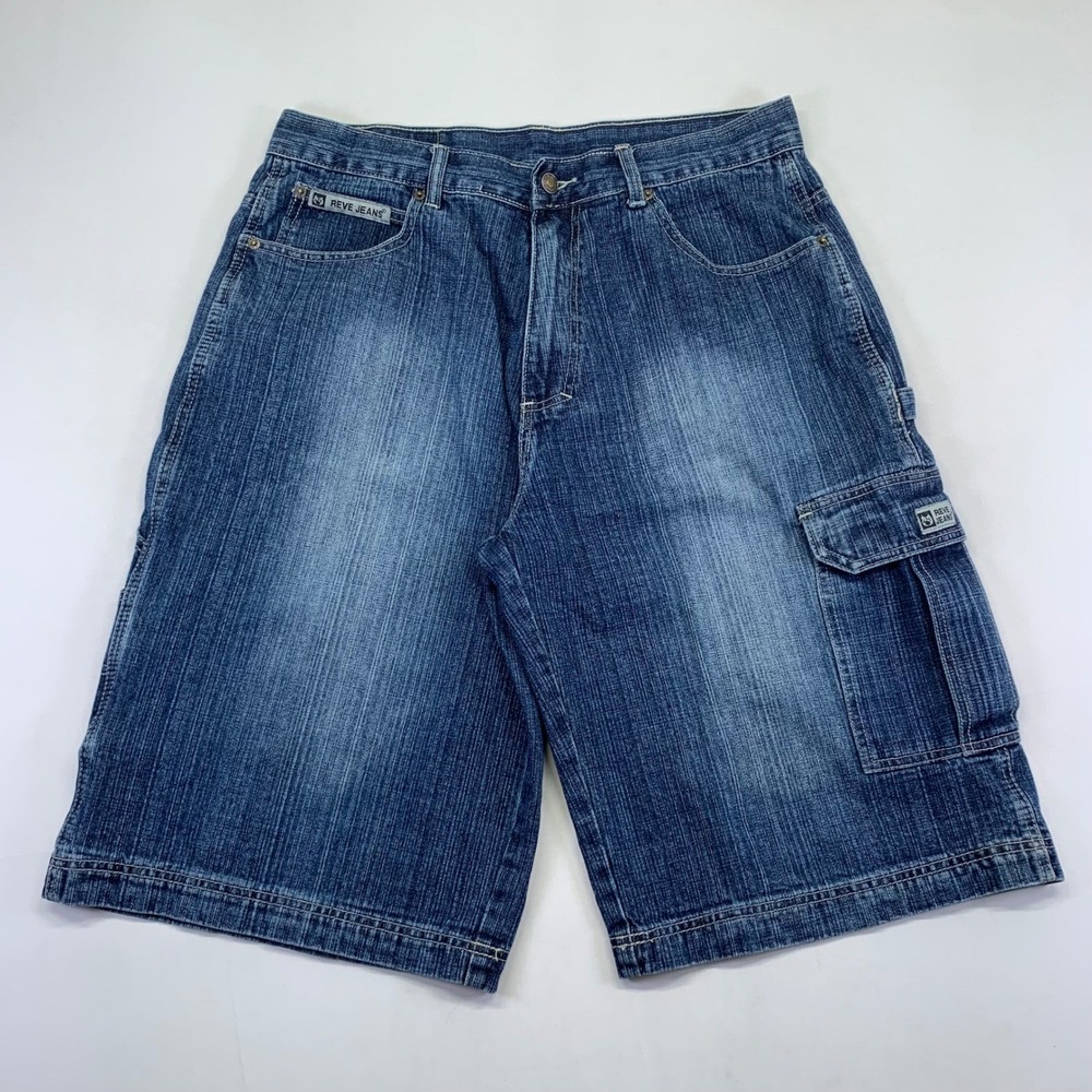 REVE Jeans Baggy Denim Cargo Carpenter‎ Shorts Size 36 (34") Skater Y2K Grunge